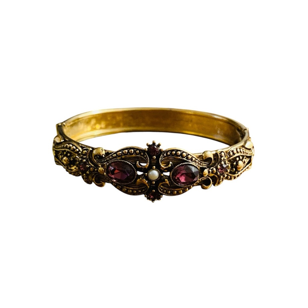 Vintage Avon 1974 Queensbury Victorian Revival Hinged Bangle Bracelet 💎✨